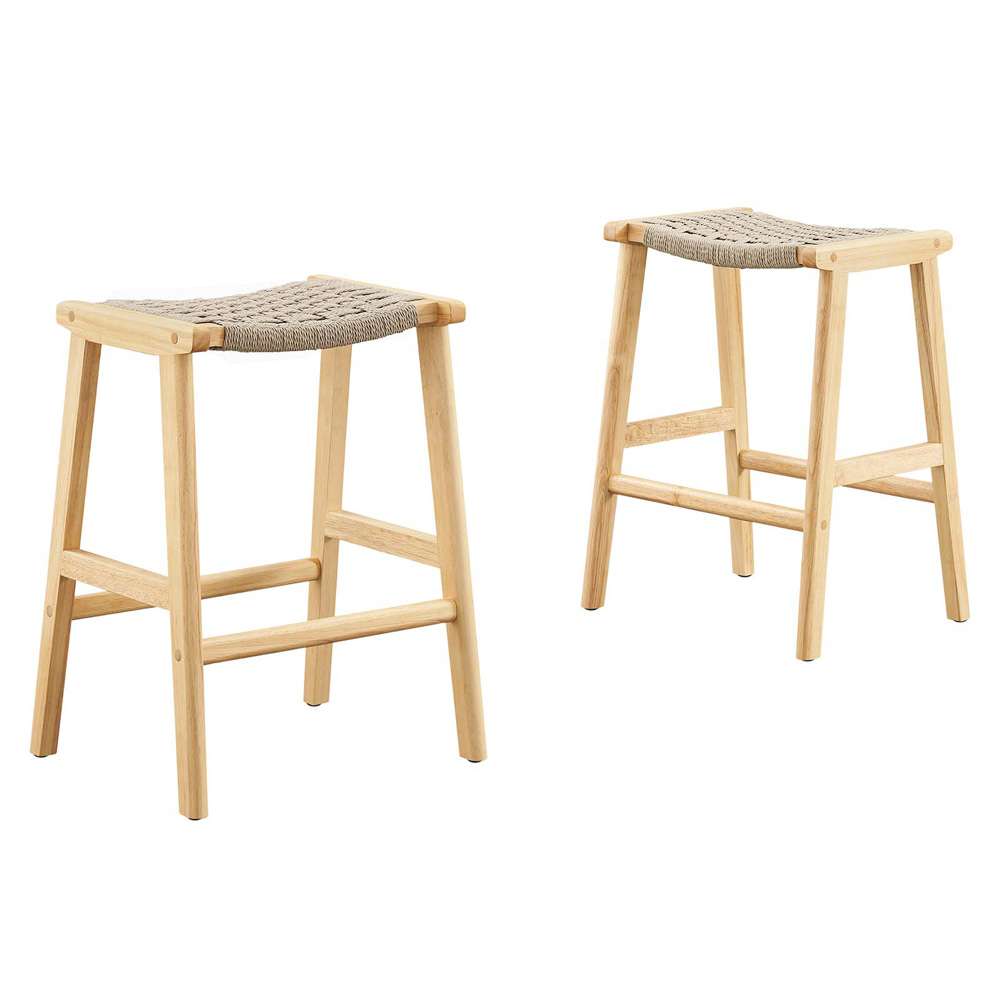 Modway - Saoirse Woven Rope Wood Counter Stool - (Set of 2) - EEI-6548-NAT-NAT veiw 2