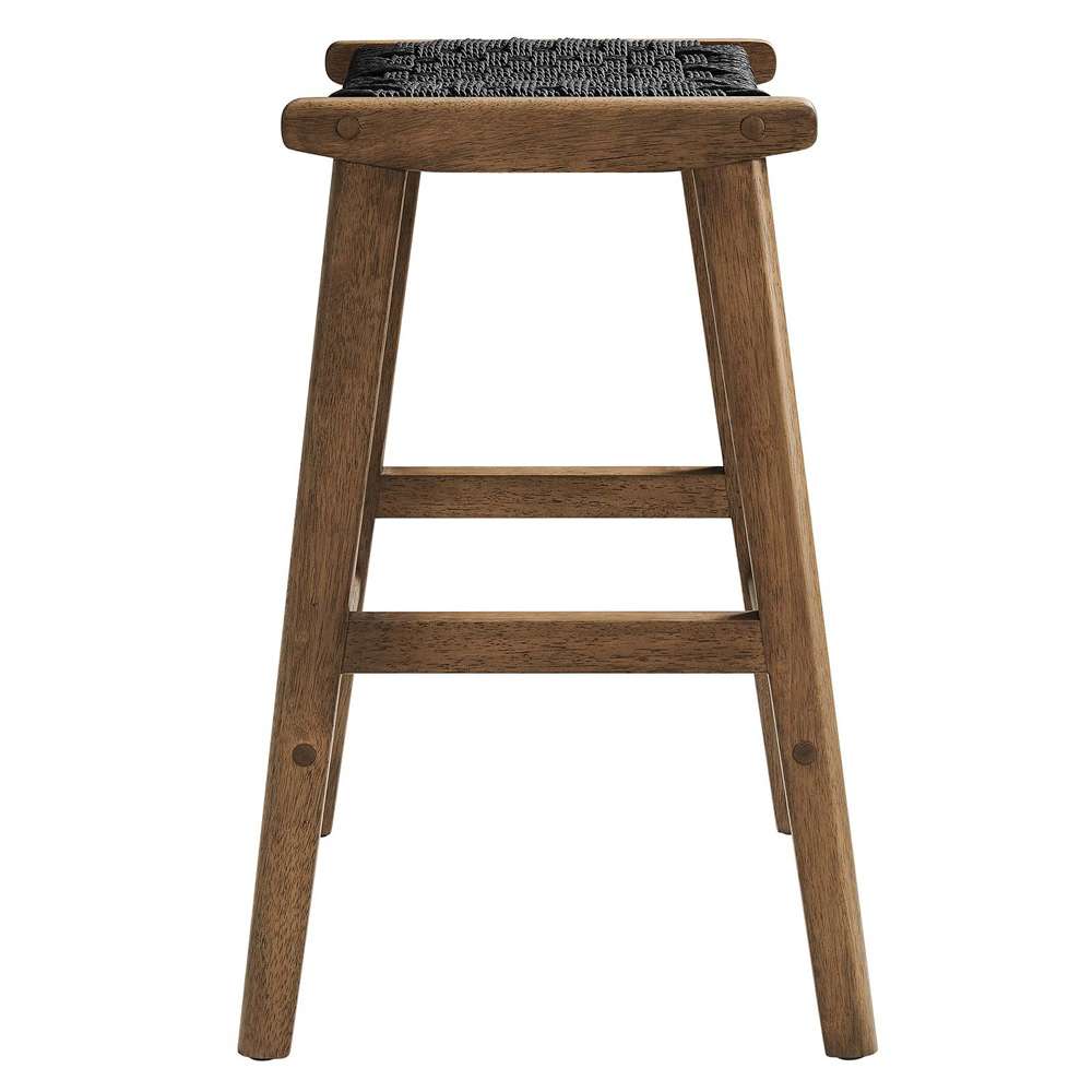 Modway - Saoirse Woven Rope Wood Counter Stool - (Set of 2) - EEI-6548-WAL-BLK veiw 4