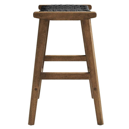 Modway - Saoirse Woven Rope Wood Counter Stool - (Set of 2) - EEI-6548-WAL-BLK veiw 4