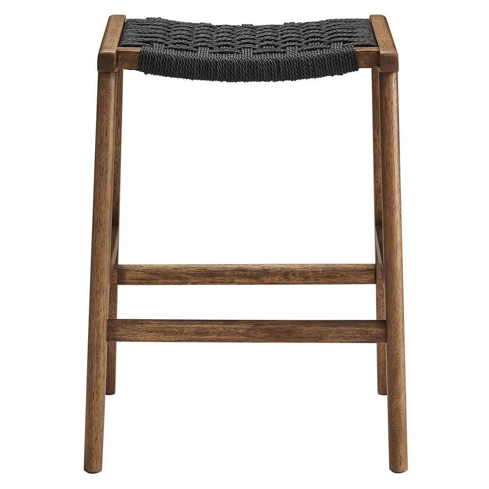 Modway - Saoirse Woven Rope Wood Counter Stool - (Set of 2) - EEI-6548-WAL-BLK veiw 5