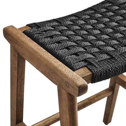 Modway - Saoirse Woven Rope Wood Counter Stool - (Set of 2) - EEI-6548-WAL-BLK veiw 6