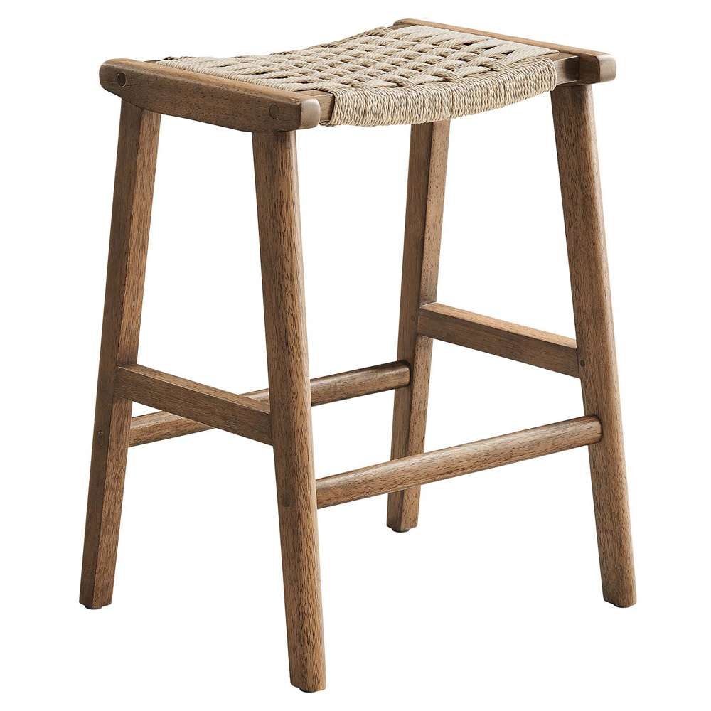 Modway - Saoirse Woven Rope Wood Counter Stool - (Set of 2) - EEI-6548-WAL-NAT veiw 3