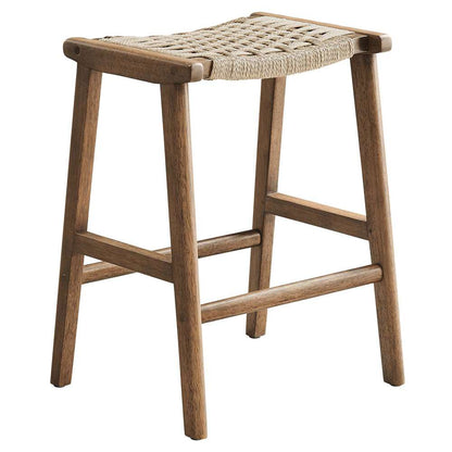 Modway - Saoirse Woven Rope Wood Counter Stool - (Set of 2) - EEI-6548-WAL-NAT veiw 3
