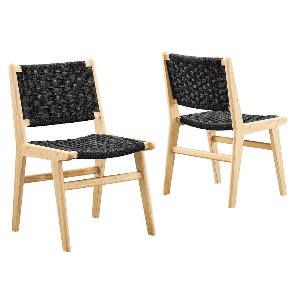 Modway - Saoirse Woven Rope Wood Dining Side Chair - EEI-6545-NAT-BLK veiw 1