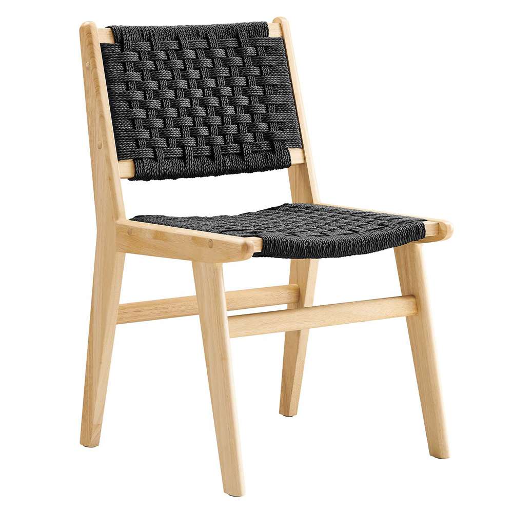 Modway - Saoirse Woven Rope Wood Dining Side Chair - EEI-6545-NAT-BLK veiw 3