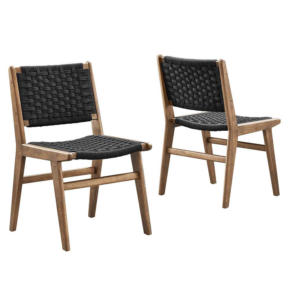 Modway - Saoirse Woven Rope Wood Dining Side Chair - EEI-6545-WAL-BLK veiw 1