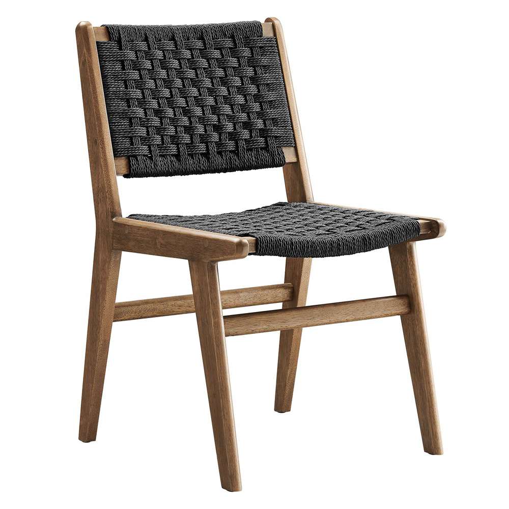 Modway - Saoirse Woven Rope Wood Dining Side Chair - EEI-6545-WAL-BLK veiw 3