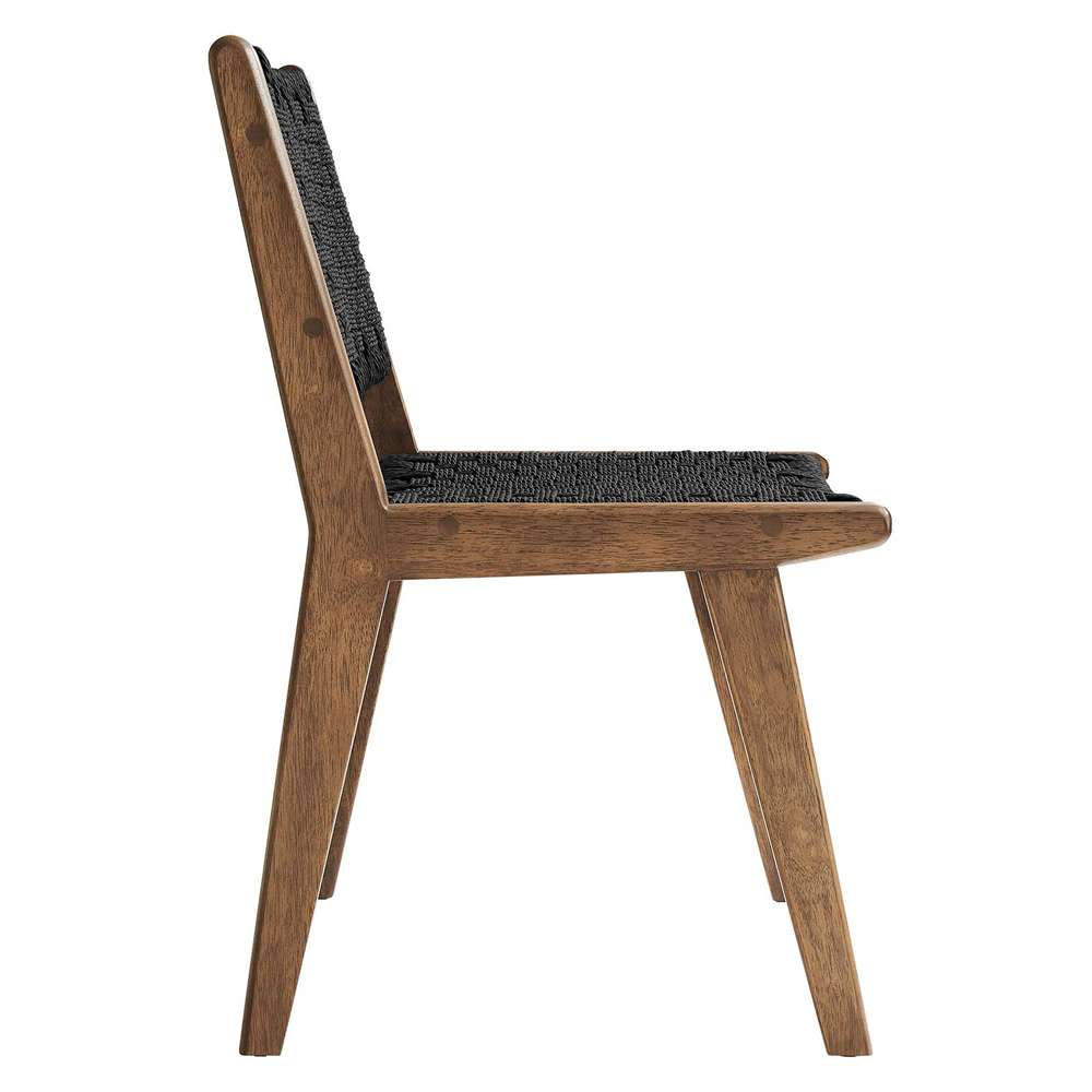 Modway - Saoirse Woven Rope Wood Dining Side Chair - EEI-6545-WAL-BLK veiw 4