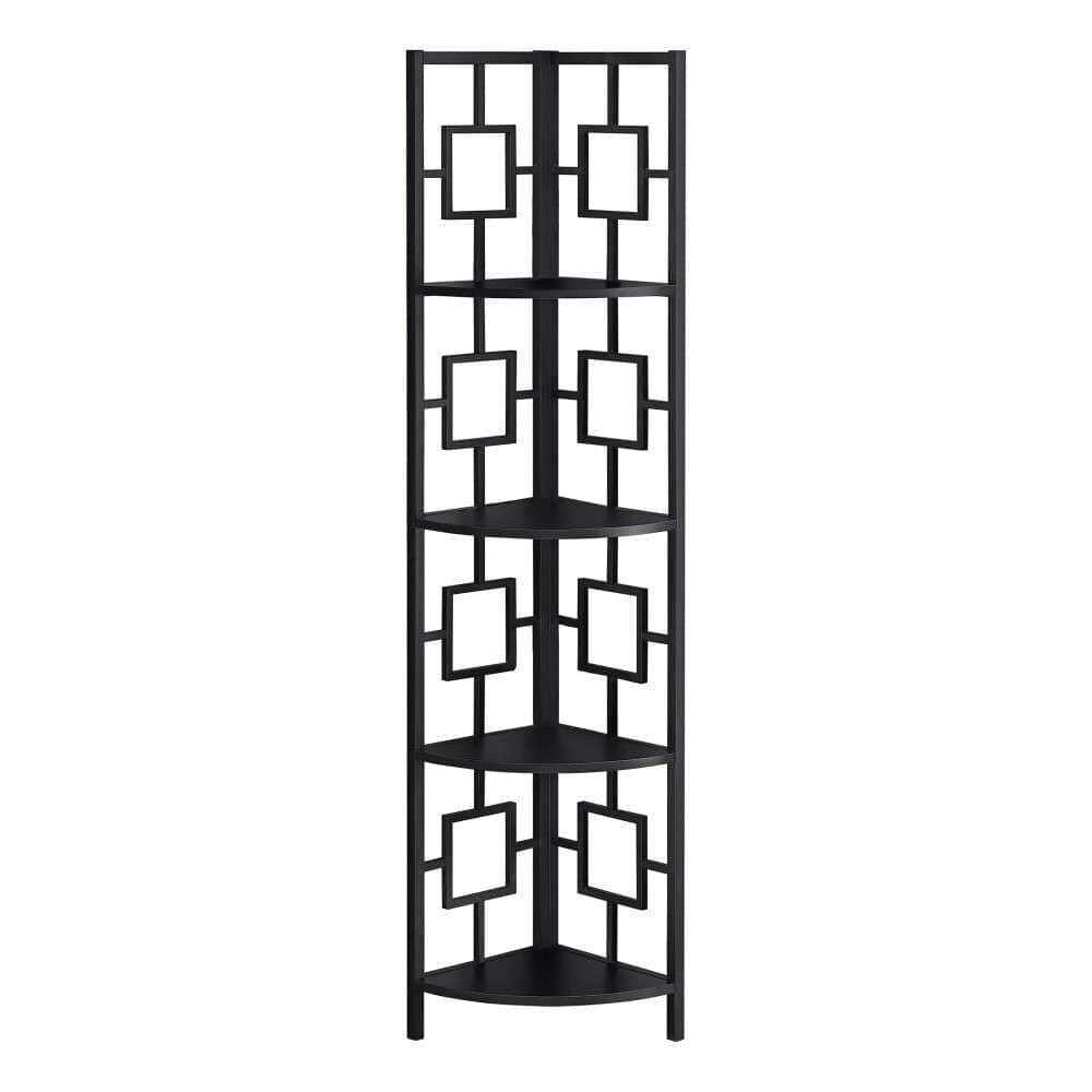 Monarch Specialties - Bookshelf, Bookcase, Etagere, Corner, 4 Tier, 62inH, Office, Bedroom, Metal, Laminate, Black, Contemporary, Modern - I-3610 veiw 1