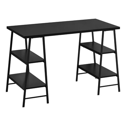 Monarch Specialties - Computer Desk, Home Office, Laptop, Storage Shelves, 48inL, Work, Metal, Laminate, Black, Contemporary, Modern - I-7522 veiw 1