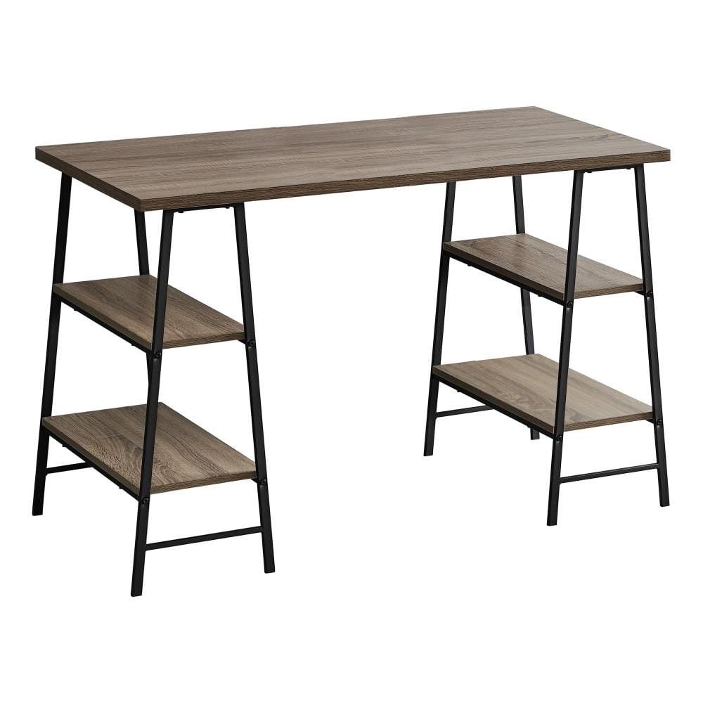 Monarch Specialties - Computer Desk, Home Office, Laptop, Storage Shelves, 48inL, Work, Metal, Laminate, Brown, Black, Contemporary, Modern - I-7523 veiw 1