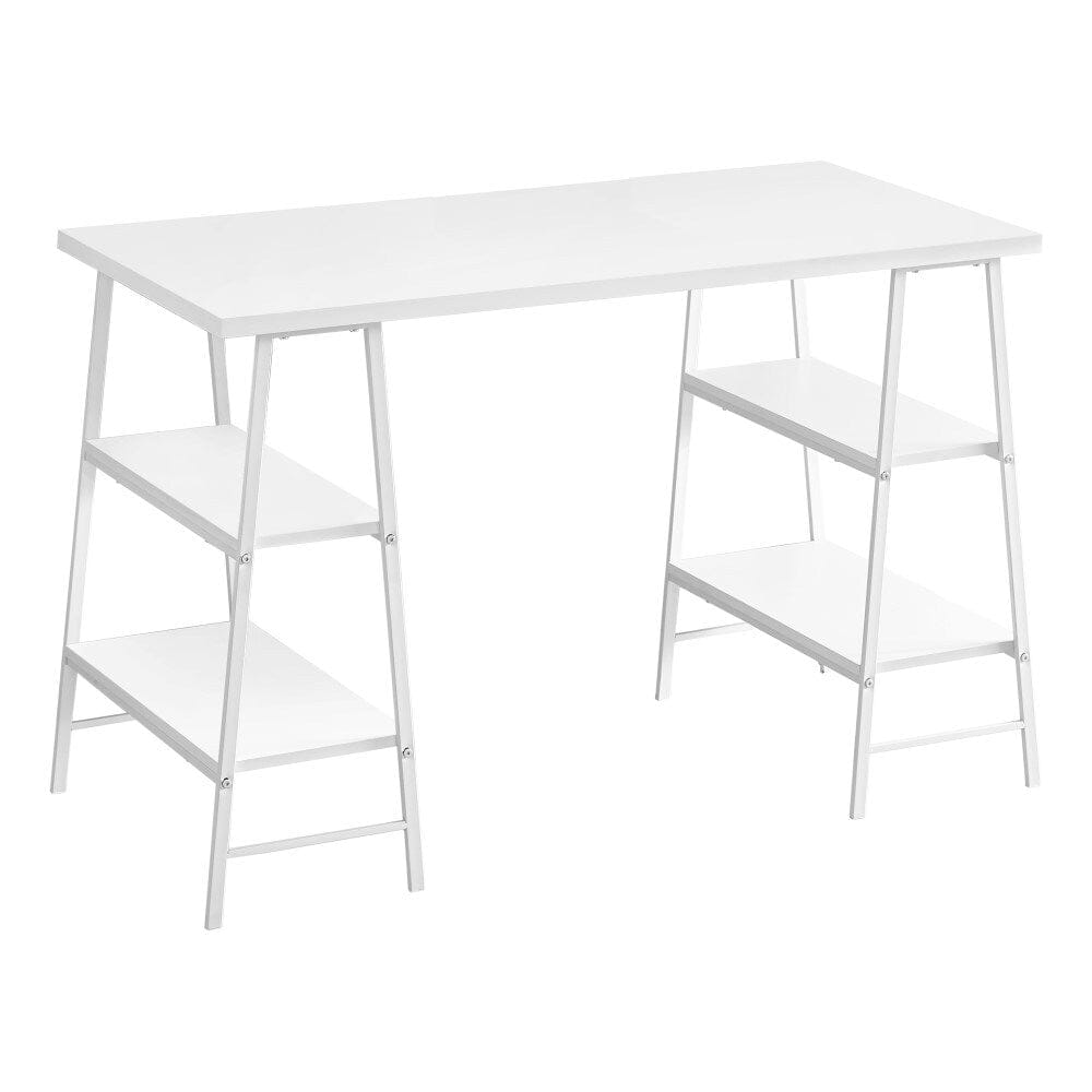 Monarch Specialties - Computer Desk, Home Office, Laptop, Storage Shelves, 48inL, Work, Metal, Laminate, White, Contemporary, Modern - I-7521 veiw 1