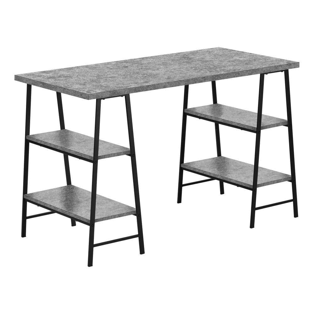 Monarch Specialties - Computer Desk, Home Office, Laptop, Storage Shelves, 48inL, Work, Metal, Laminate, Grey, Black, Contemporary, Modern - I-7526 veiw 1