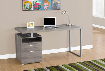 Monarch Specialties - Computer Desk, Home Office, Laptop, Left, Right Set-Up, Storage Drawers, 60inL, Work, Metal, Laminate, Brown, Grey, Contemporary, Modern - I-7145 veiw 1