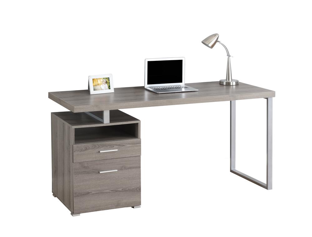 Monarch Specialties - Computer Desk, Home Office, Laptop, Left, Right Set-Up, Storage Drawers, 60inL, Work, Metal, Laminate, Brown, Grey, Contemporary, Modern - I-7145 veiw 2