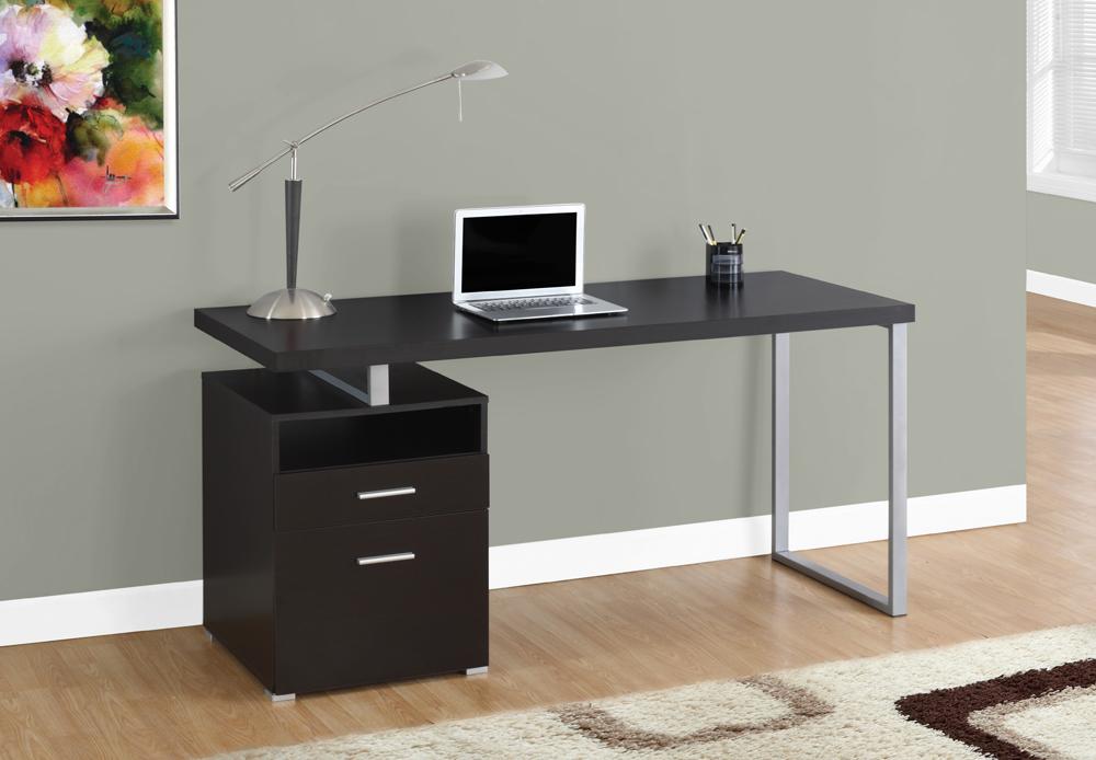 Monarch Specialties - Computer Desk, Home Office, Laptop, Left, Right Set-Up, Storage Drawers, 60inL, Work, Metal, Laminate, Brown, Grey, Contemporary, Modern - I-7143 veiw 1