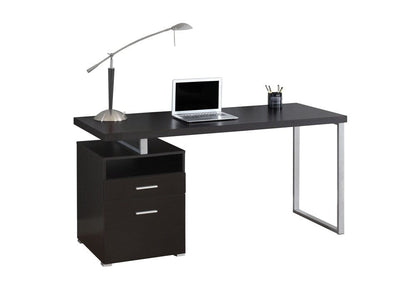 Monarch Specialties - Computer Desk, Home Office, Laptop, Left, Right Set-Up, Storage Drawers, 60inL, Work, Metal, Laminate, Brown, Grey, Contemporary, Modern - I-7143 veiw 2