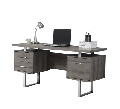 Monarch Specialties - Computer Desk, Home Office, Laptop, Left, Right Set-Up, Storage Drawers, 60inL, Work, Metal, Laminate, Brown, Grey, Contemporary, Modern - I-7082 veiw 2