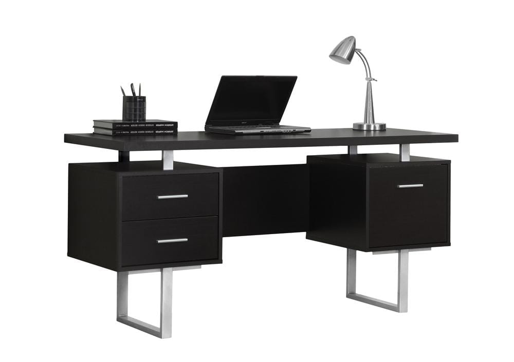 Monarch Specialties - Computer Desk, Home Office, Laptop, Left, Right Set-Up, Storage Drawers, 60inL, Work, Metal, Laminate, Brown, Grey, Contemporary, Modern - I-7080 veiw 2