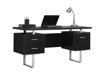 Monarch Specialties - Computer Desk, Home Office, Laptop, Left, Right Set-Up, Storage Drawers, 60inL, Work, Metal, Laminate, Brown, Grey, Contemporary, Modern - I-7080 veiw 2