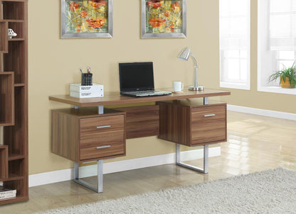 Monarch Specialties - Computer Desk, Home Office, Laptop, Left, Right Set-Up, Storage Drawers, 60inL, Work, Metal, Laminate, Walnut, Grey, Contemporary, Modern - I-7083 veiw 1