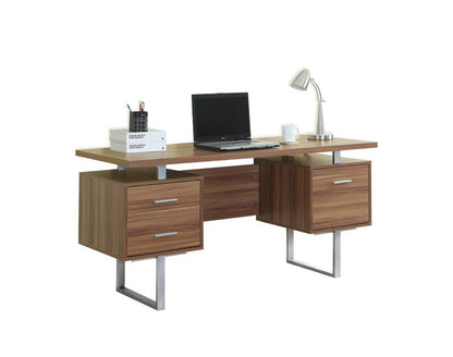 Monarch Specialties - Computer Desk, Home Office, Laptop, Left, Right Set-Up, Storage Drawers, 60inL, Work, Metal, Laminate, Walnut, Grey, Contemporary, Modern - I-7083 veiw 2