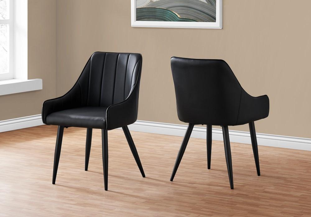 Monarch Specialties - Dining Chair, (Set of 2) Side, Upholstered, Kitchen, Dining Room, Pu Leather Look, Metal, Black, Contemporary, Modern - I-1187 veiw 2