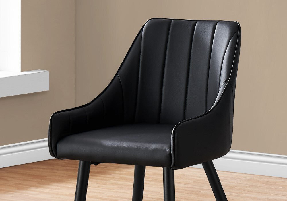 Monarch Specialties - Dining Chair, (Set of 2) Side, Upholstered, Kitchen, Dining Room, Pu Leather Look, Metal, Black, Contemporary, Modern - I-1187 veiw 3