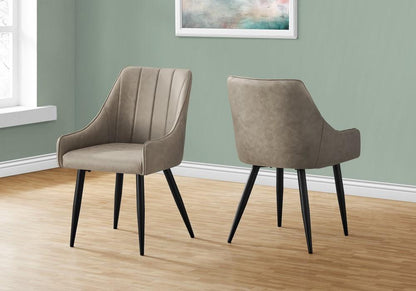 Monarch Specialties - Dining Chair, (Set of 2) Side, Upholstered, Kitchen, Dining Room, Fabric, Metal, Beige, Black, Contemporary, Modern - I-1188 veiw 2