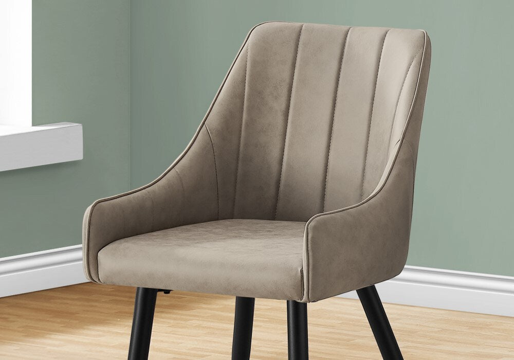 Monarch Specialties - Dining Chair, (Set of 2) Side, Upholstered, Kitchen, Dining Room, Fabric, Metal, Beige, Black, Contemporary, Modern - I-1188 veiw 3