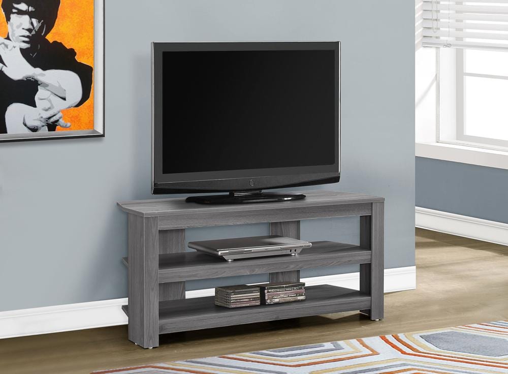 Monarch Specialties - Tv Stand, 42 Inch, Console, Media Entertainment Center, Storage Shelves, Living Room, Bedroom, Laminate, Grey, Contemporary, Modern - I-2566 veiw 1