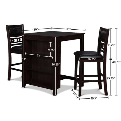 New Classic Furniture - Gia 30in Counter Table With 2 Chairs & Stg Shelf-Ebony - D1701-32S-EBY veiw 3
