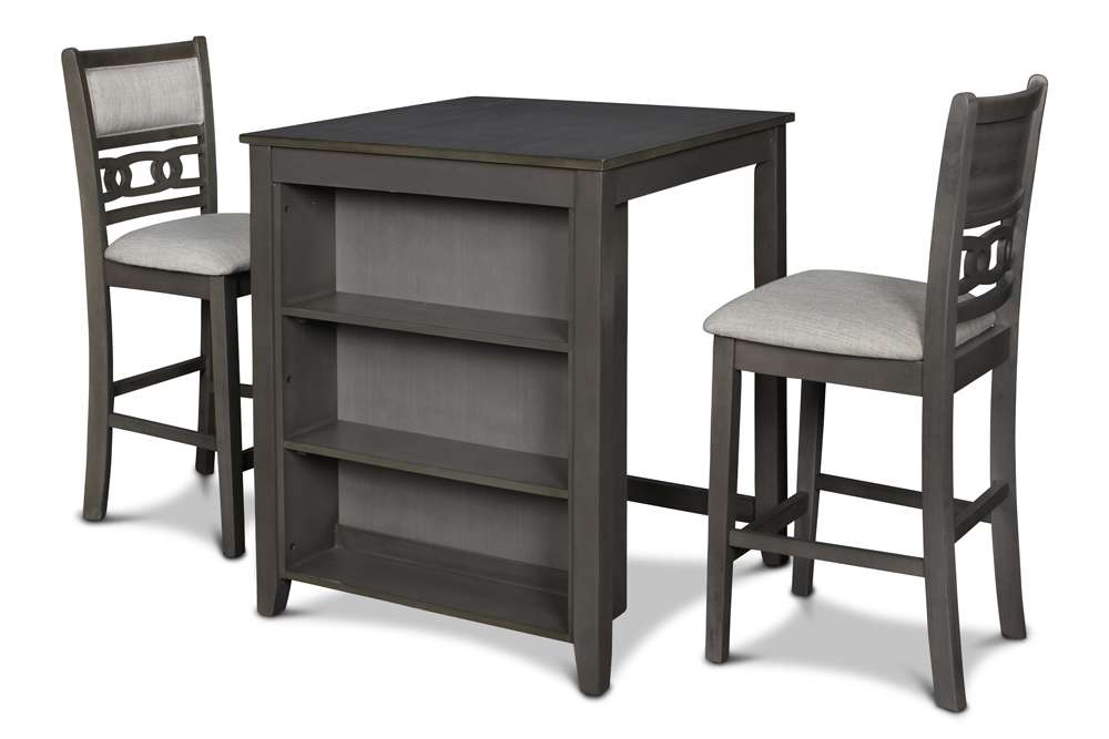 New Classic Furniture - Gia 30in Counter Table With 2 Chairs & Stg Shelf-Gray - D1701-32S-GRY veiw 1