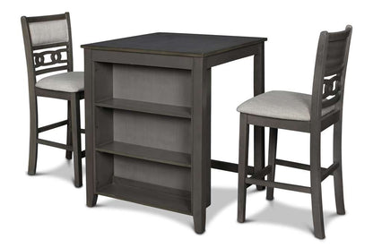 New Classic Furniture - Gia 30in Counter Table With 2 Chairs & Stg Shelf-Gray - D1701-32S-GRY veiw 1
