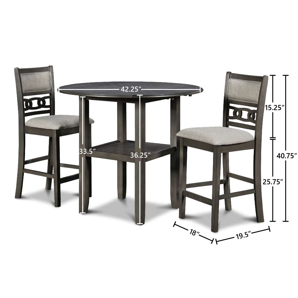 New Classic Furniture - Gia 42in Counter Drop Leaf Table With 2 Chairs-Gray - D1701-42S-GRY veiw 4