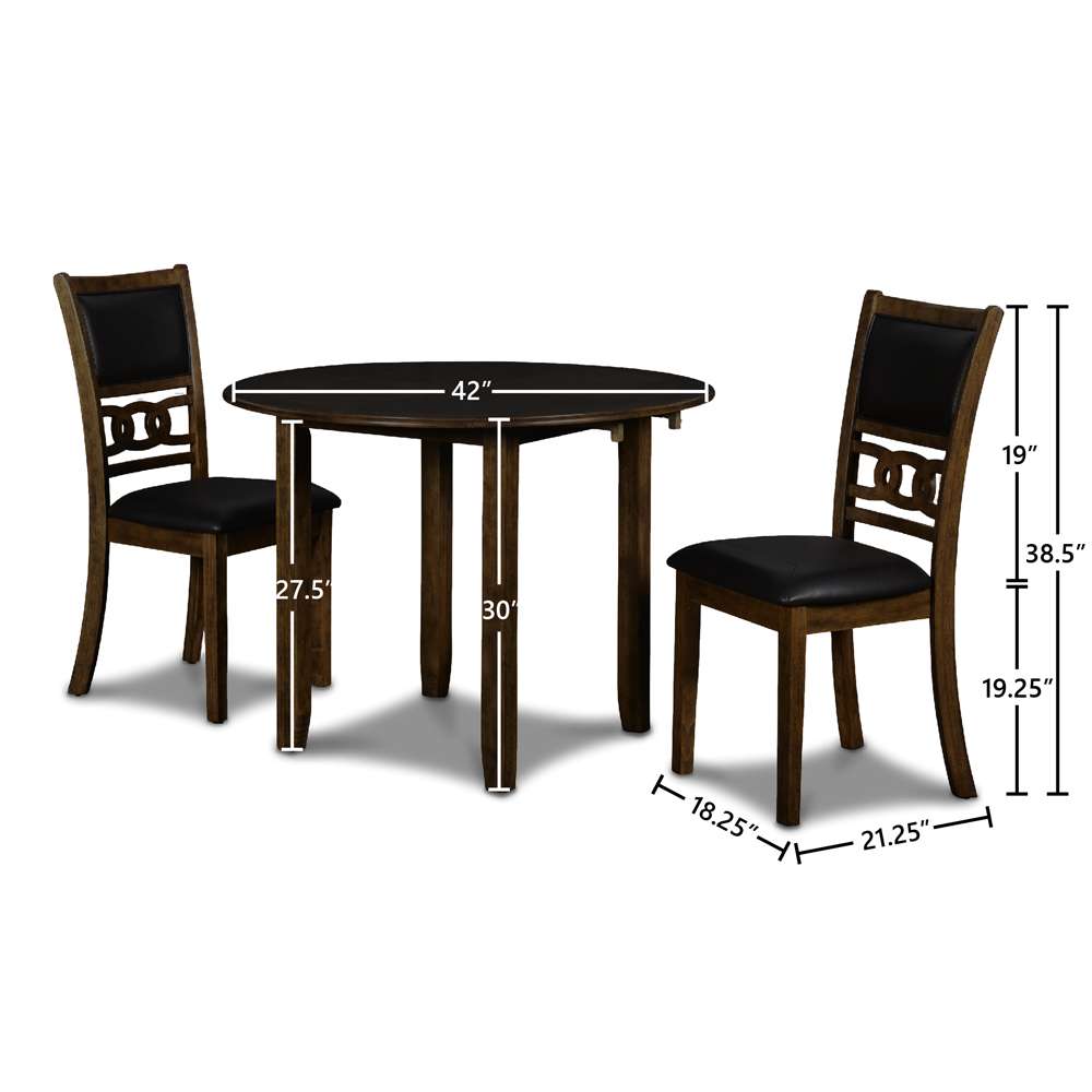 New Classic Furniture - Gia 42in Dining Drop Leaf Table With 2 Chairs-Brown - D1701-40S-BRN veiw 3