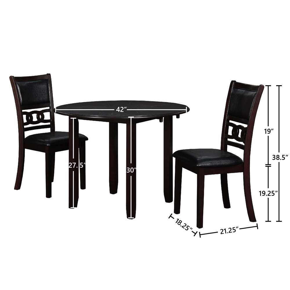 New Classic Furniture - Gia 42in Dining Drop Leaf Table With 2 Chairs-Ebony - D1701-40S-EBY veiw 4