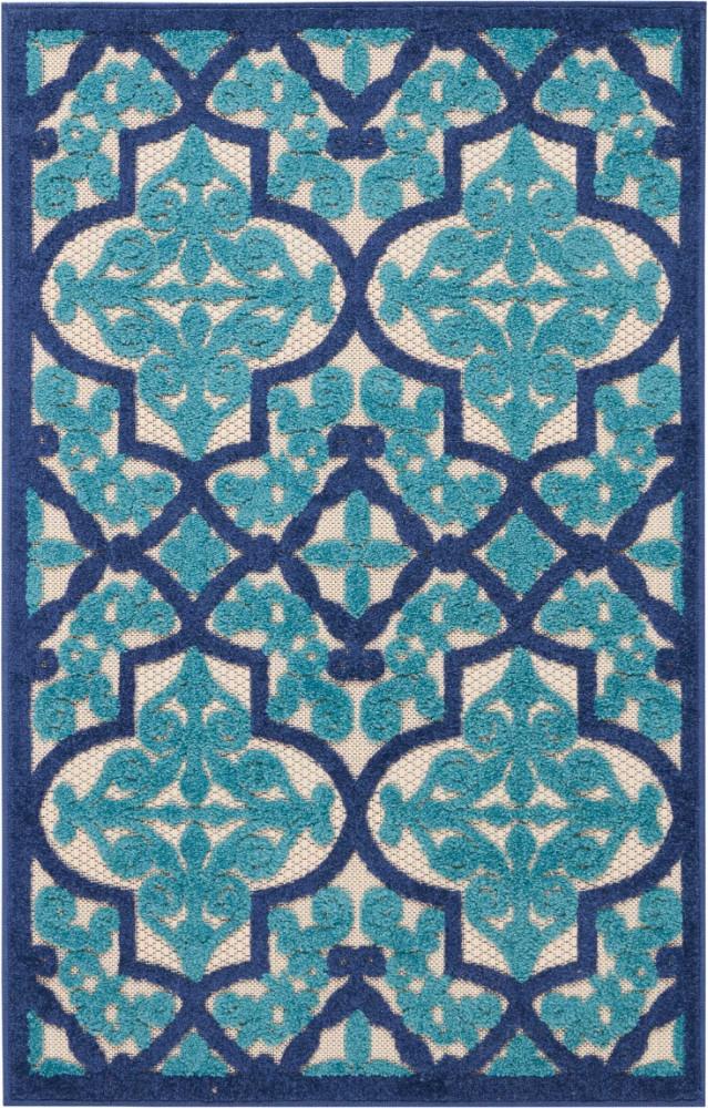 Nourison - Aloha ALH14 Dark Blue and Ivory 28in x 4 Indoor-outdoor Area Rug - ALH14-99446422095 veiw 1