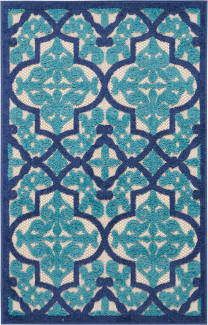 Nourison - Aloha ALH14 Dark Blue and Ivory 28in x 4 Indoor-outdoor Area Rug - ALH14-99446422095 veiw 1