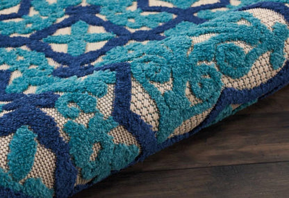 Nourison - Aloha ALH14 Dark Blue and Ivory 28in x 4 Indoor-outdoor Area Rug - ALH14-99446422095 veiw 3