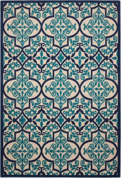 Nourison - Aloha ALH14 Dark Blue and Ivory 96in x 13 Oversized Indoor-outdoor Rug - ALH14-99446376282 veiw 1
