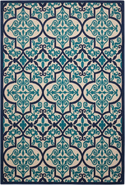 Nourison - Aloha ALH14 Dark Blue and Ivory 96in x 13 Oversized Indoor-outdoor Rug - ALH14-99446376282 veiw 1