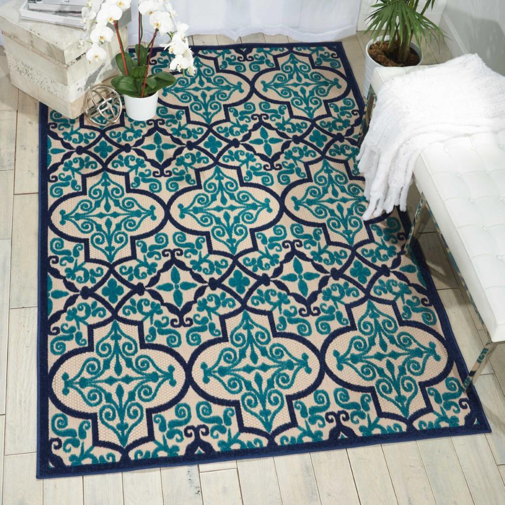 Nourison - Aloha ALH14 Dark Blue and Ivory 96in x 13 Oversized Indoor-outdoor Rug - ALH14-99446376282 veiw 2