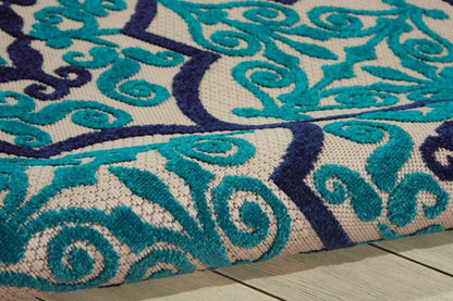 Nourison - Aloha ALH14 Dark Blue and Ivory 96in x 13 Oversized Indoor-outdoor Rug - ALH14-99446376282 veiw 3