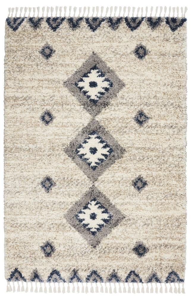 Nourison - Oslo Shag OSL03 4x6 Ivory and Blue Scandinavian Shag Rug - OSL03-99446711441 veiw 1