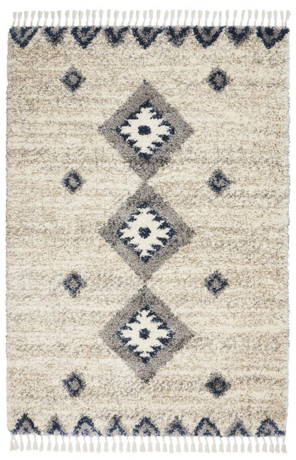 Nourison - Oslo Shag OSL03 4x6 Ivory and Blue Scandinavian Shag Rug - OSL03-99446711441 veiw 1