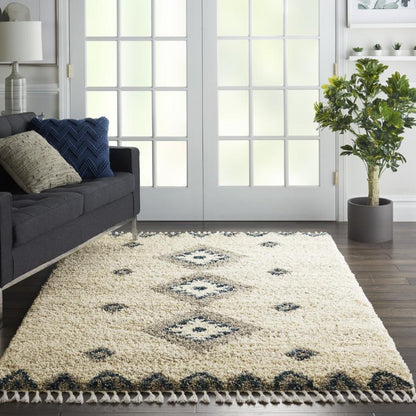 Nourison - Oslo Shag OSL03 4x6 Ivory and Blue Scandinavian Shag Rug - OSL03-99446711441 veiw 2