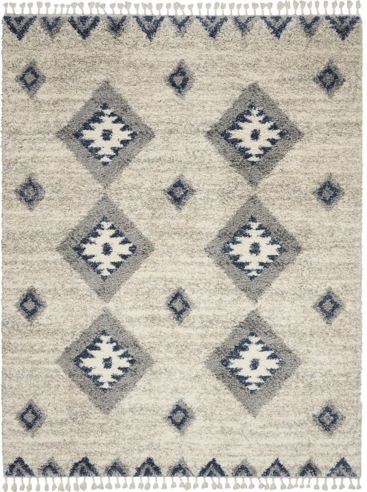 Nourison - Oslo Shag OSL03 710in x 106in Large Ivory and Blue Scandinavian Shag Rug - OSL03-99446711533 veiw 1