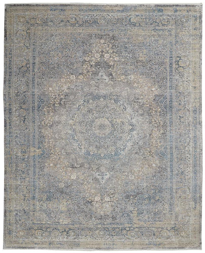 Nourison - Starry Nights 86in x 116in Cream and Blue Vintage Area Rug - STN06-99446737694 veiw 1