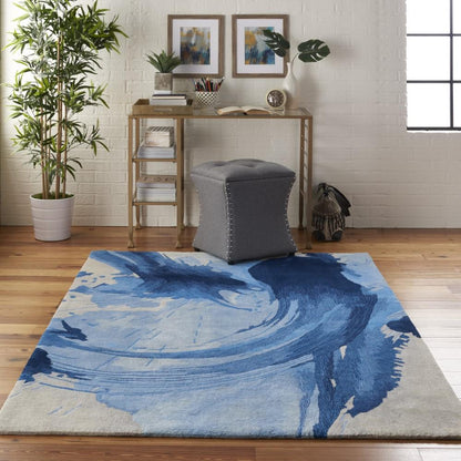 Nourison - Symmetry SMM01 Navy Blue and Ivory 39in x 59in Area Rug - SMM01-99446495280_CLOSEOUT veiw 2